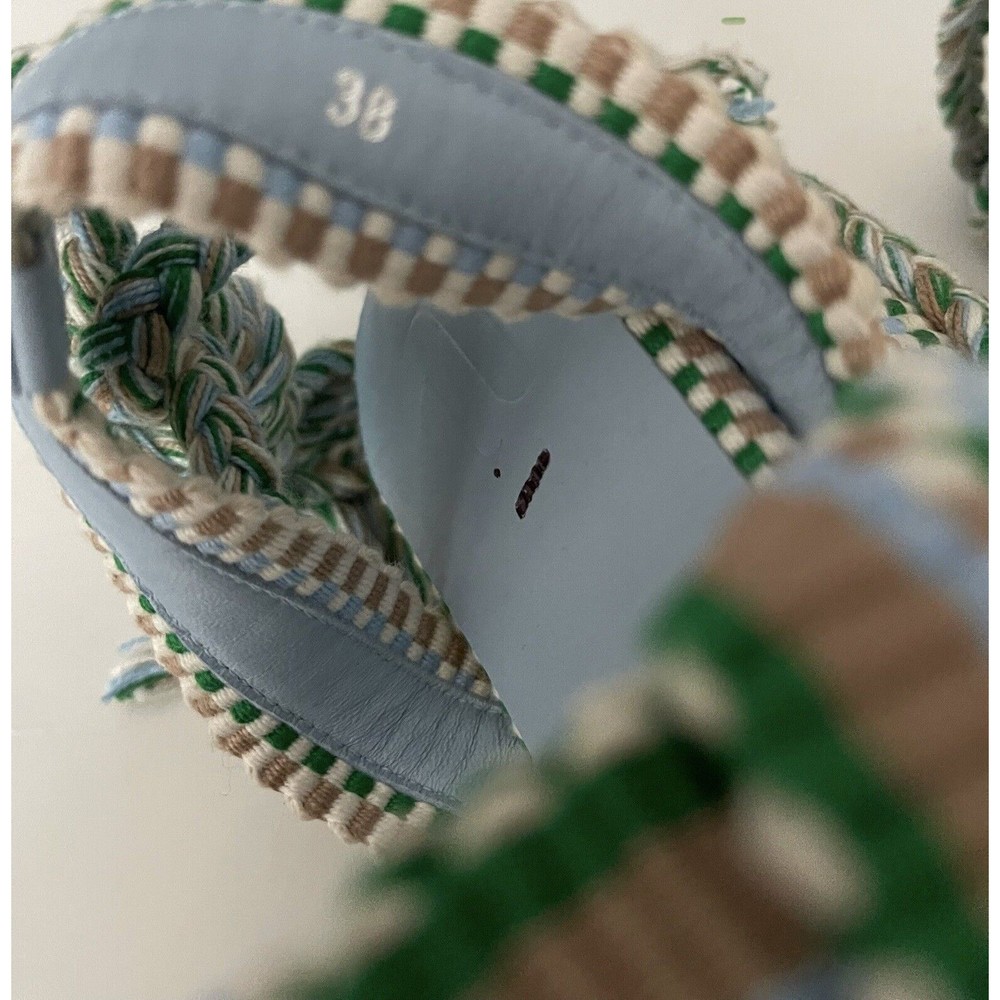 Anthropologie Braided Platform Sandals in Green and White - Picture 13 of 14